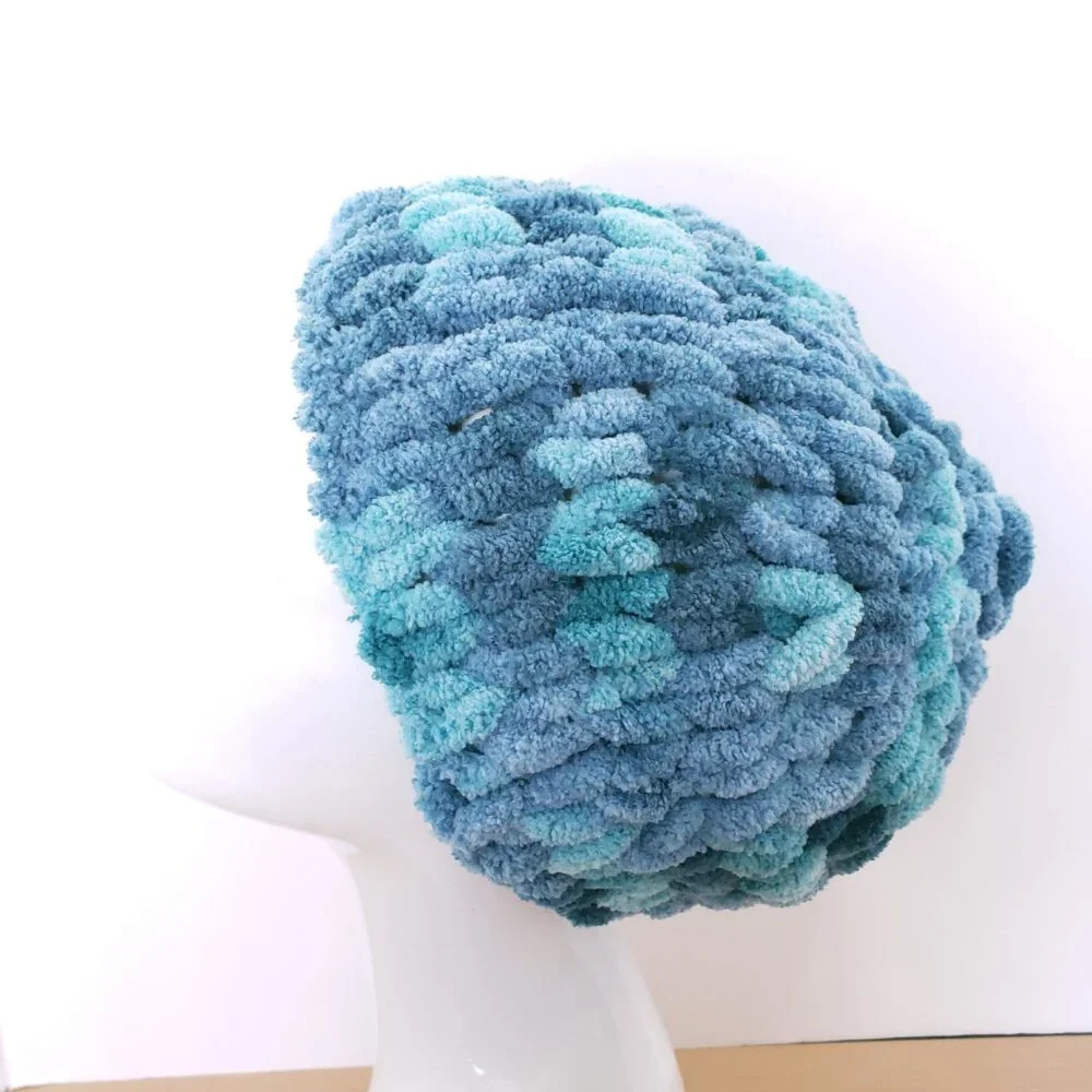 Women's New Handmade Cute Thick Crochet Blue Soft Beanie One Size
